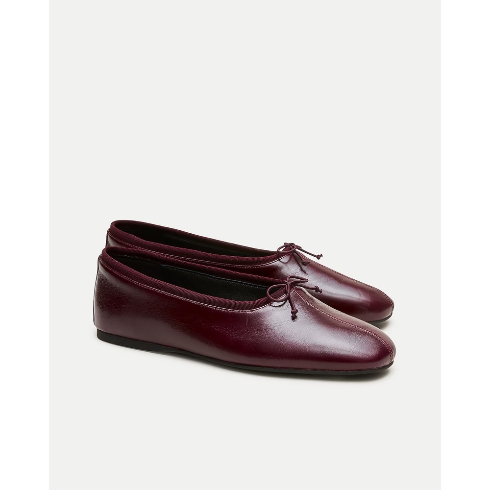 J. Crew Verona Ballet Flat Italian Leather Eggplant Athena Sz 8 NEW
